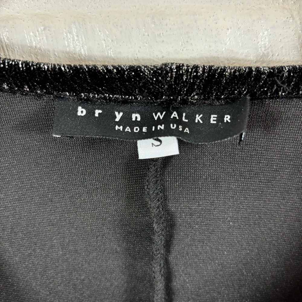 Bryn Walker Sybilla Wrap Dress Small Silver Black Metallic Bell Sleeve Midi - Picture 4 of 5
